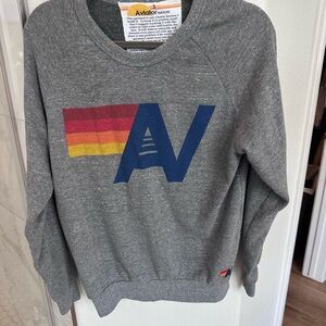 Aviator Nation Gray Crewneck with Rainbow Logo